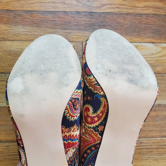 Jolimall paisley print‎ peep toe heels size 8 - Picture 9 of 10